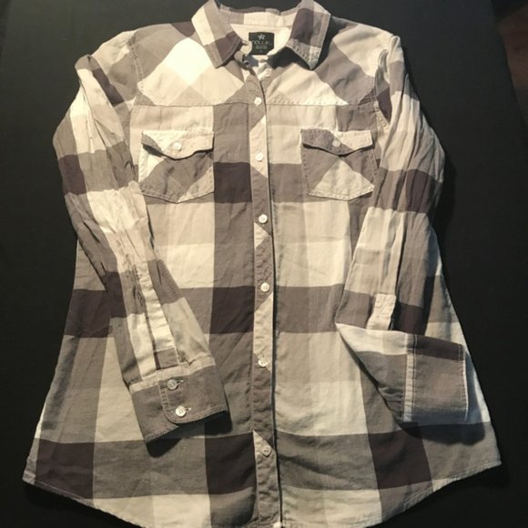 Nollie grey plaid flannel shirt Large - Picture 1 of 6